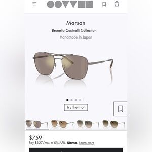 Brand new Oliver People’s Brunello Marsan Sunglasses with extra set of lenses.